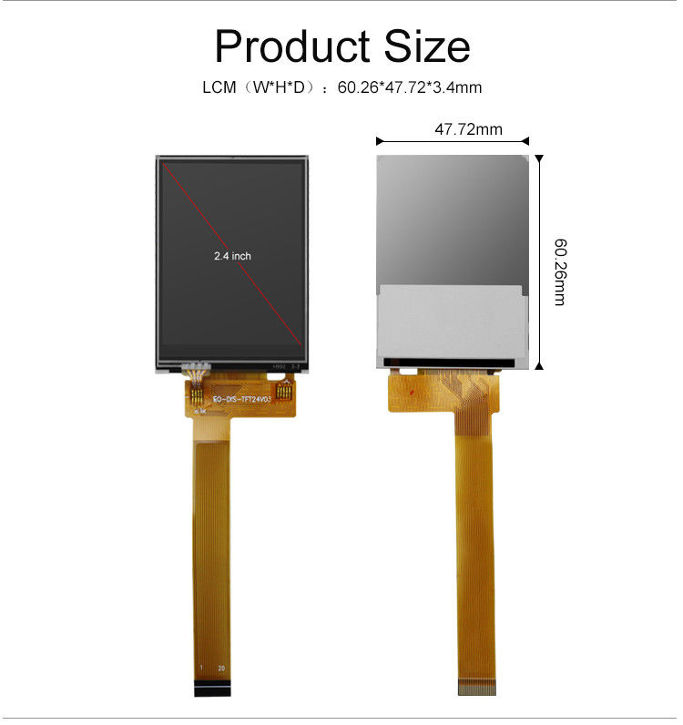 Direction de visionnement de Polcd 12 0' affichages d'écran tactile de la couleur 262k d'horloge petit 2.4inch