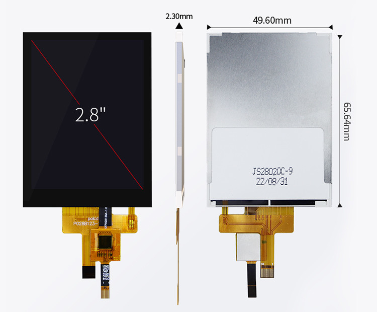 2.8 pouces 178° Ips Tft Écran tactile capacitif Full View Angle Spi Interface