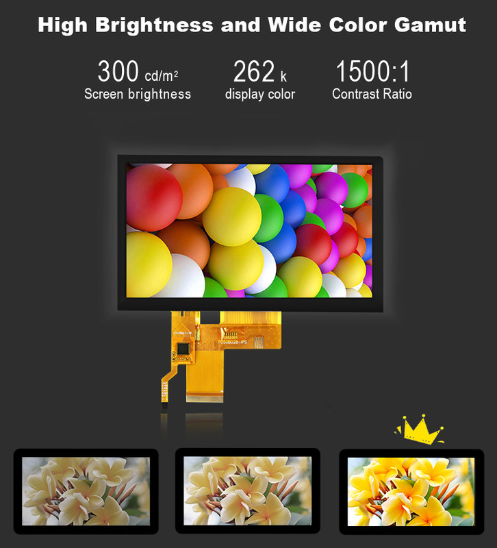 Affichage LCD de 5 pouces Ips Tft Écran transmissif 24 bits Interface RGB 800*480 Affichage