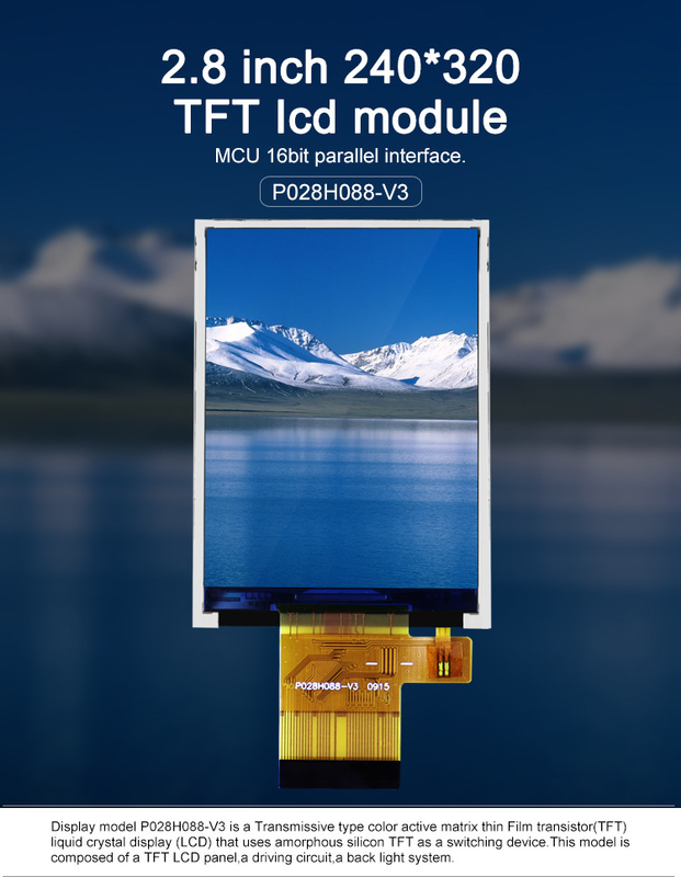 Polcd Couleurs 265K 2,8 pouces TFT Module 57,6 mm Normalement blanc Interface SPI Module TFT LCD