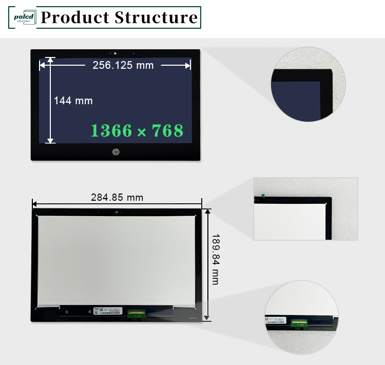 11.6 pouces 1366x768 NV116WHM-T1C Remplacement écran tactile d'ordinateur portable 60Hz Couleur IPS TFT affichage LCD