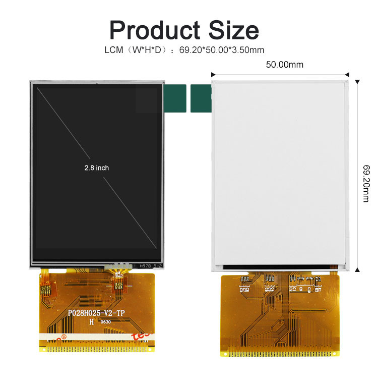 Polcd Écran tactile TFT LCD à angle de vision complet de 2,8 pouces Panneau IPS lisible à la lumière du soleil