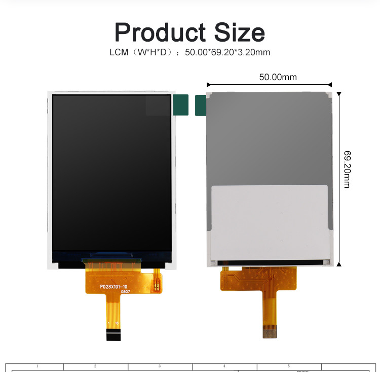 Polcd ST7789V Écran Ips 2,8 pouces 12 0'CLOCK TFT LCD Module ISO9001
