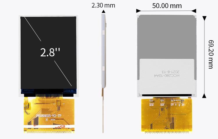 Polcd 300 Luminosité 240X320 Écran LCD médical ILI9341V d'affichage à cristaux liquides Tft de 2,8 pouces