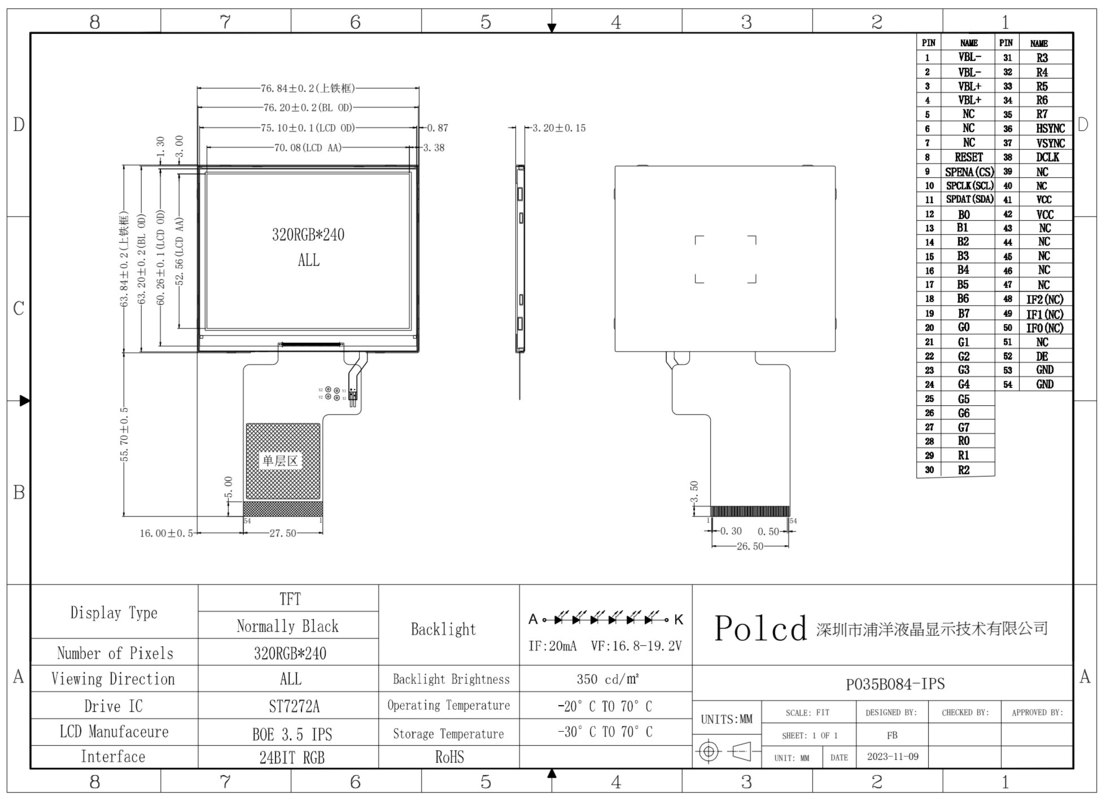 Module d'affichage LCD TFT de 3,5 pouces RGB interface SPI 320x240 Modules LCD carrés colorés