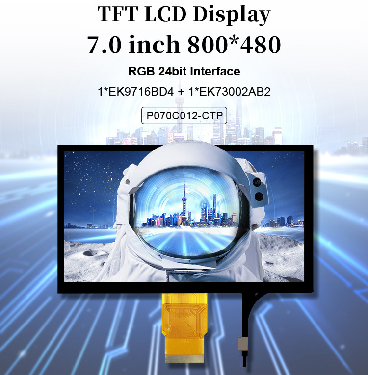 Polcd 7 pouces Module LCD de taille moyenne 800*480 Affichage TFT tactile capacitif haute luminosité