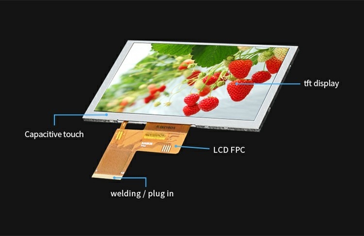 Polcd 5,0 pouces TFT Panneau LCD 800*480 Résolution 500nits Interface RGB 5