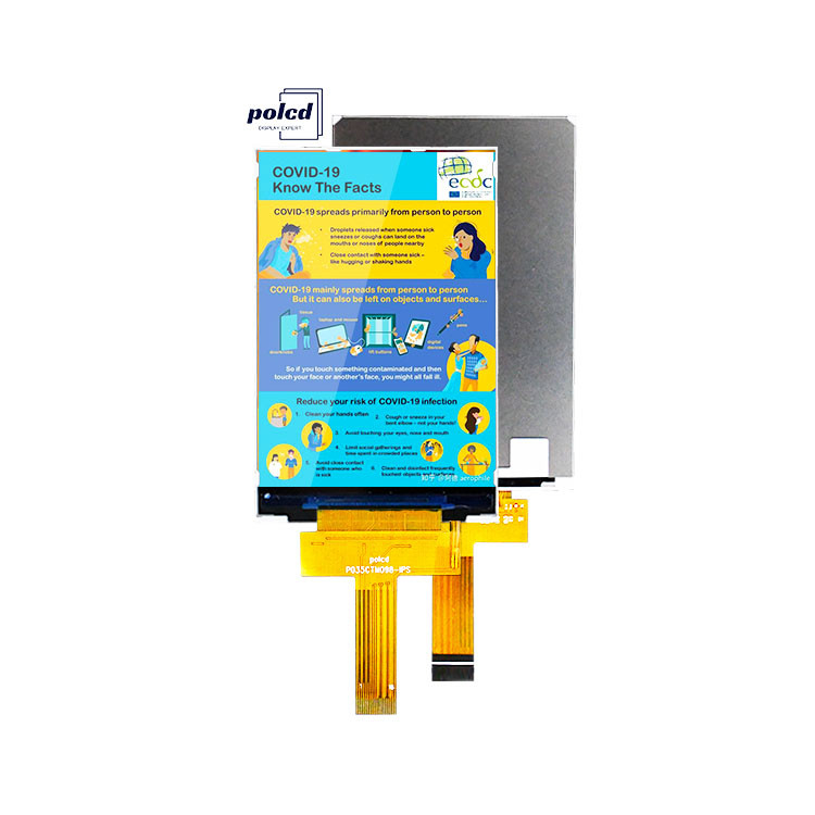 Polcd 3,5 pouces IPS TFT LCD 320*480 Ili9488 Disque IC 600:1 Modules d'affichage LCD à rapport de contraste
