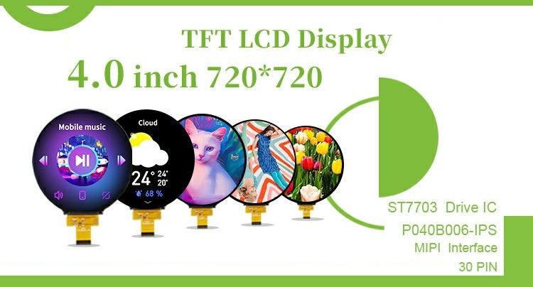 Polcd 4 pouces affichage TFT circulaire circulaire 720x720 interface MIPI 30 broches ST7703 TFT Module d'écran LCD