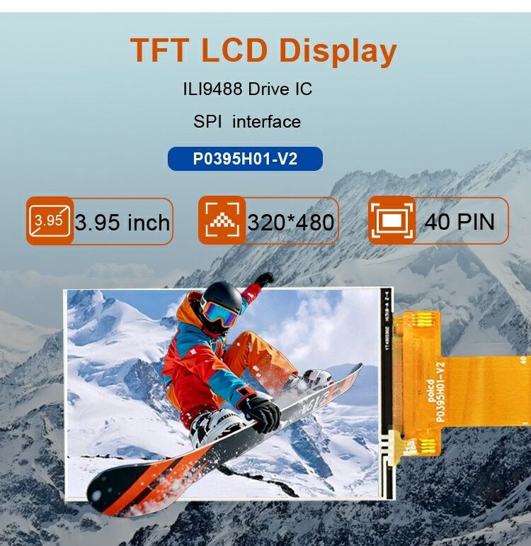 Polcd personnalisé 3,95 pouces 320x480 Ips Tft interface LCD RVB Module d'affichage à cristaux liquides avec le toucher