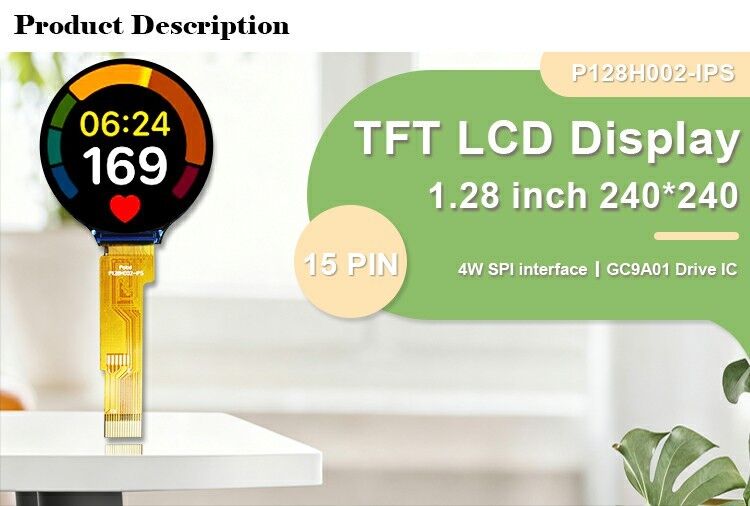 Polcd 1,28 pouces 1,28' couleur ronde Circulaire affichage TFT 240x240 LCD GC9A01 pilote IPS module LCD