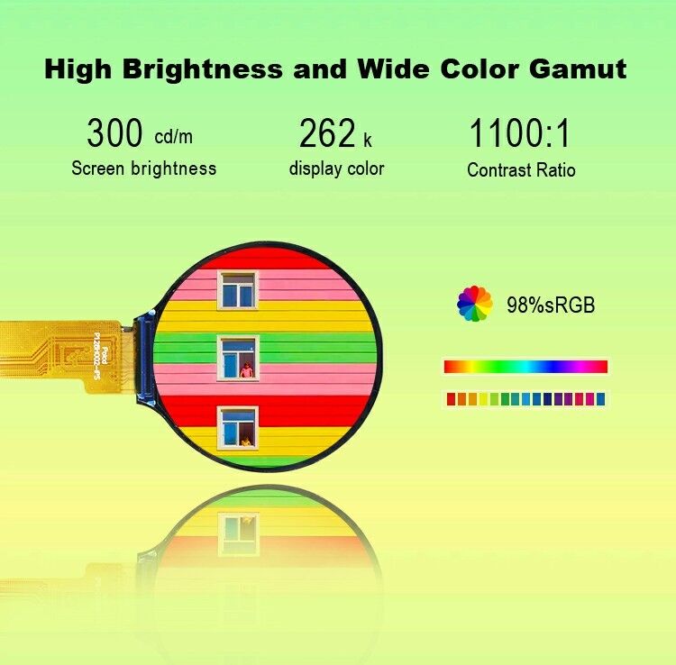 Polcd 1,28 pouces 1,28' couleur ronde Circulaire affichage TFT 240x240 LCD GC9A01 pilote IPS module LCD