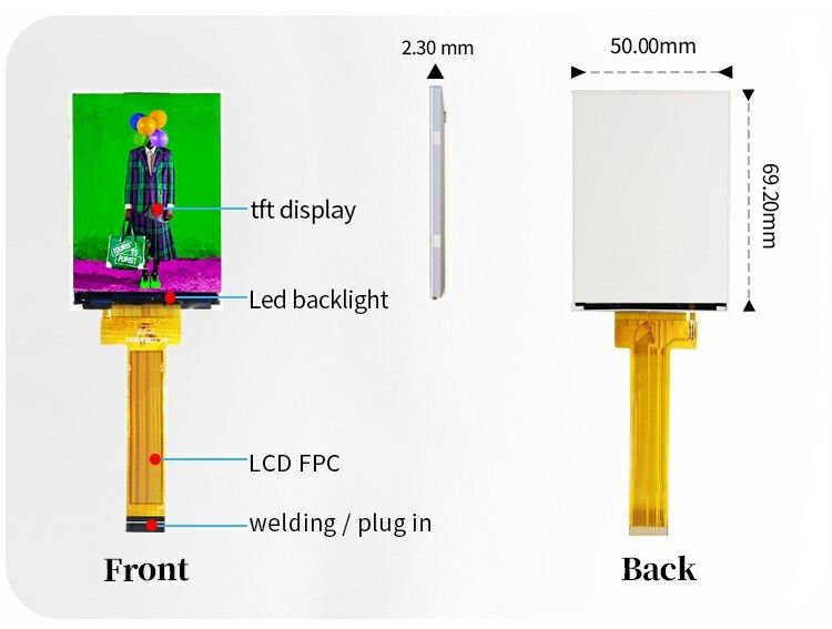Polcd 2,8 pouces affichage TFT 240x320 IPS Écran à contraste élevé 1200: 1 TFT Panel Module LCD