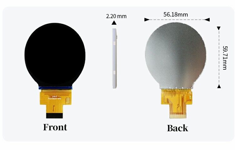 Polcd 2,1 pouces IPS petit écran LCD rond 480*480 interface Mipi ST7701S Cercle
