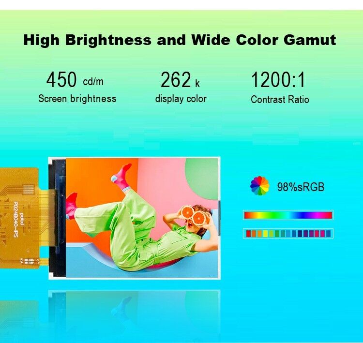 Polcd 2,4 pouces 240x320 ST7789V Mcu Interface Angle de vue complet IPS 2,4 