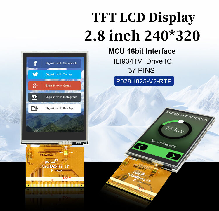 Polcd résolution 240x320 37 broches TFT LCD ILI9341V lecteur ic 2.8 pouces écran tactile