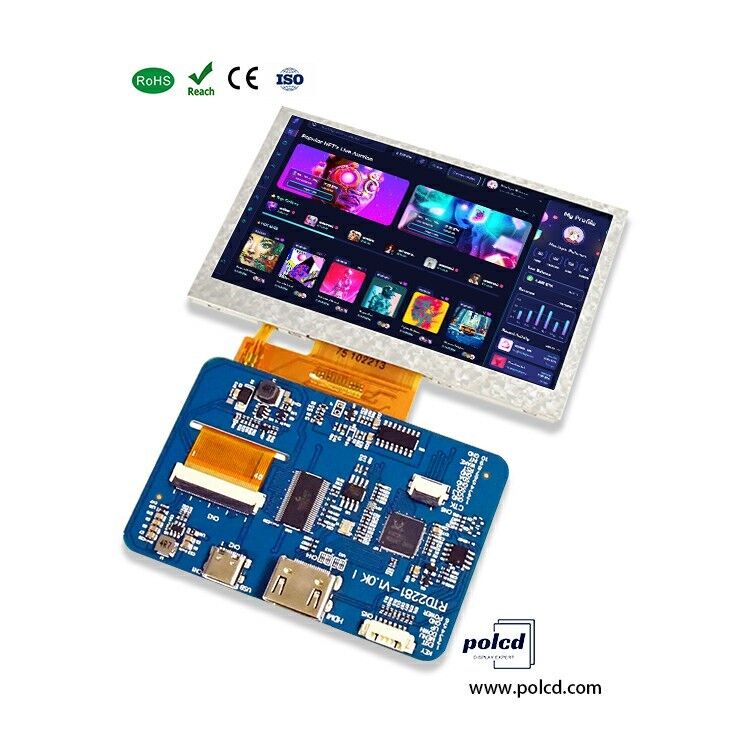 Polcd RTD2281 Plaque de pilotage LCD 5 4,3 pouces HDM-I 800x480 Écran tactile TFT Module d'affichage pour Raspberry Pi