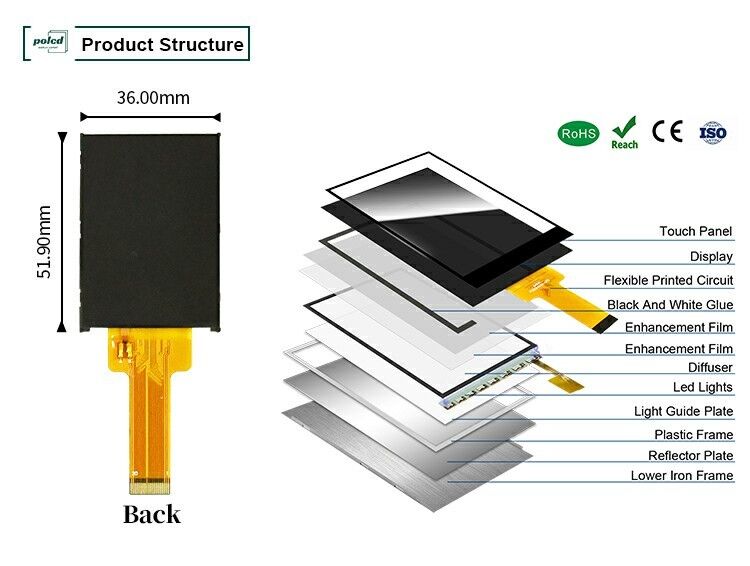 Affichage à cristaux liquides Polcd 2.0 pouces Mini Full Color ST7789 MCU IPS Full Angle View 240x320 Module LCD TFT