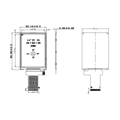 Polcd 350 Nit 800X480 Affichage Ips de 5 pouces Affichage Tft Ips RVB 18 BITS 153 * 153 Um